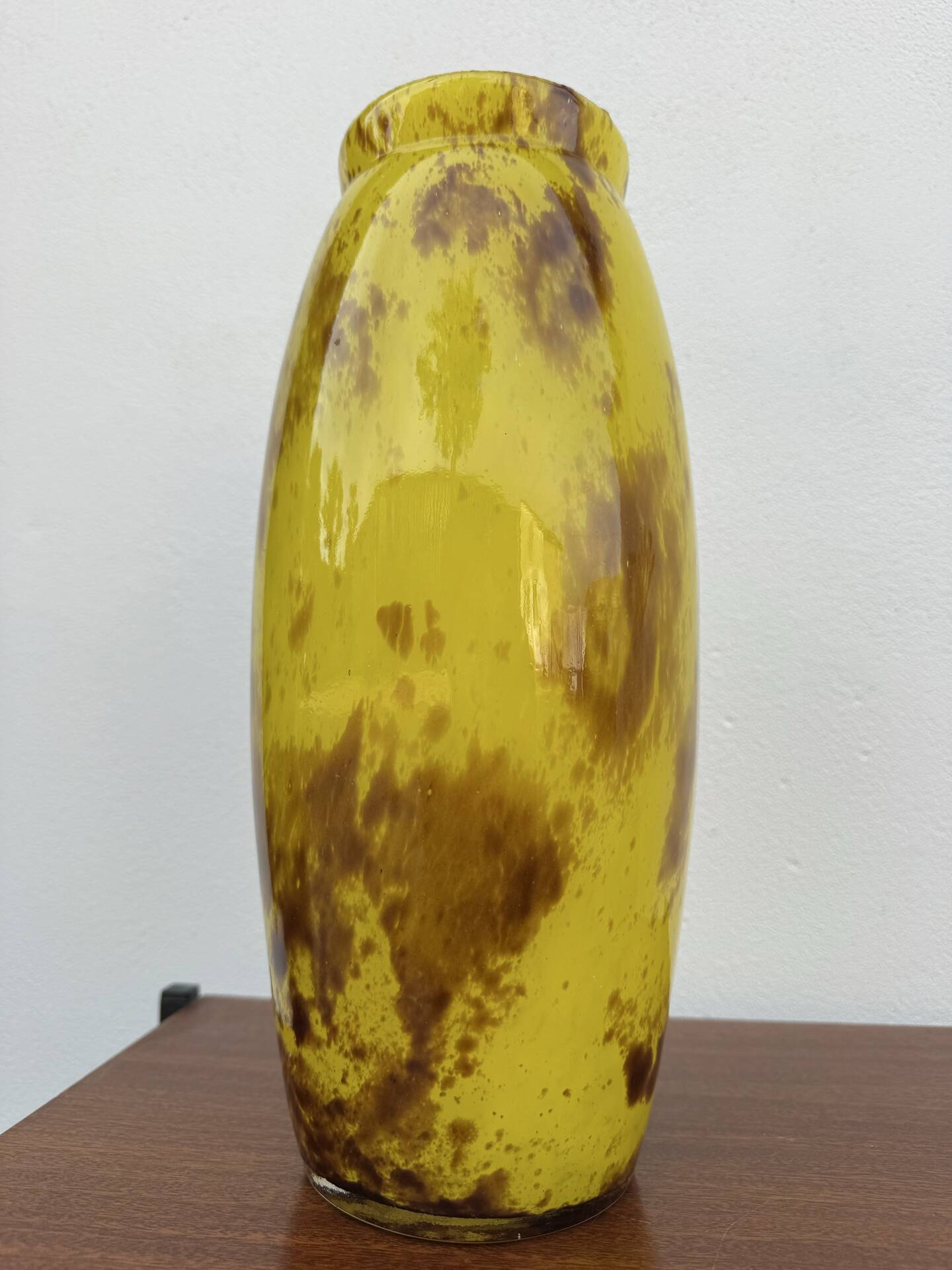 Large marbled yellow Art Deco vase
