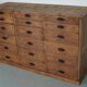 Antique Rustic German Pine Apothecary Cabinet / Bank of Drawers, 1900s