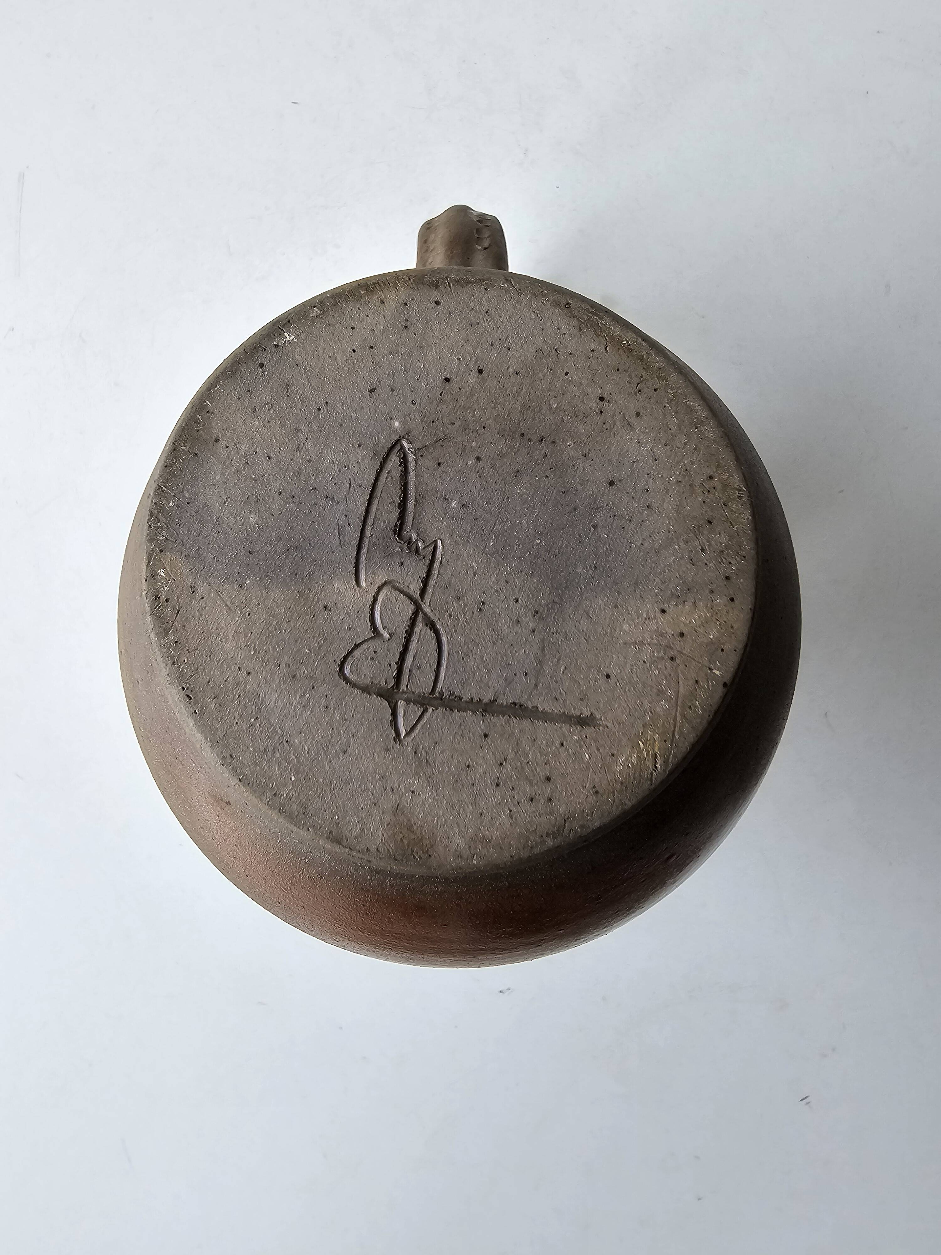 Unusual ceramic vase, Puisaye type, signed (signature to be identified)