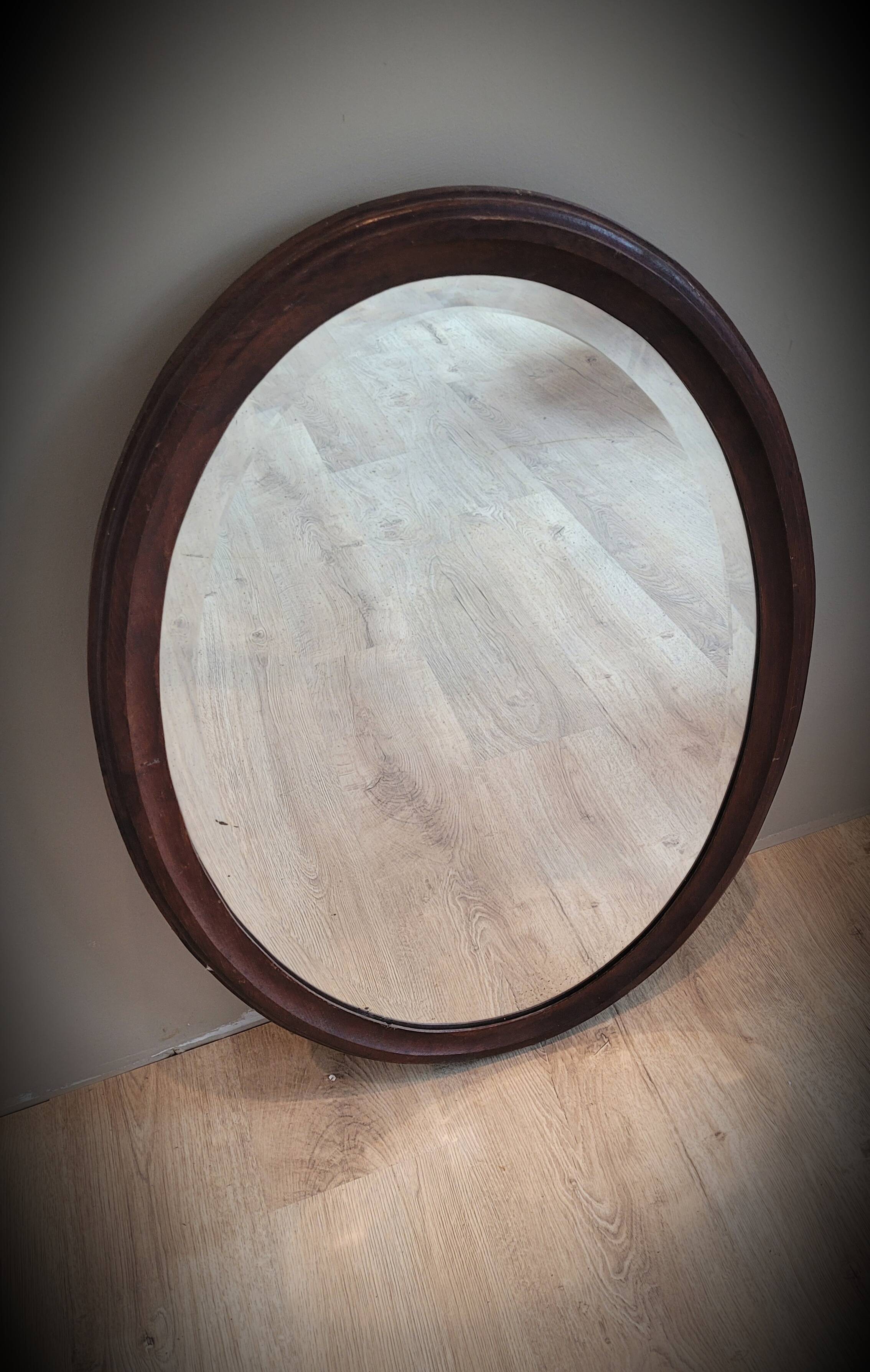 Miroir 58x84 ovale bois 1950