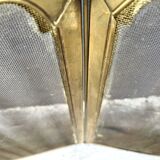 19th century fireplace screen by Bouhon Frères in brass, French spark guard 1890
