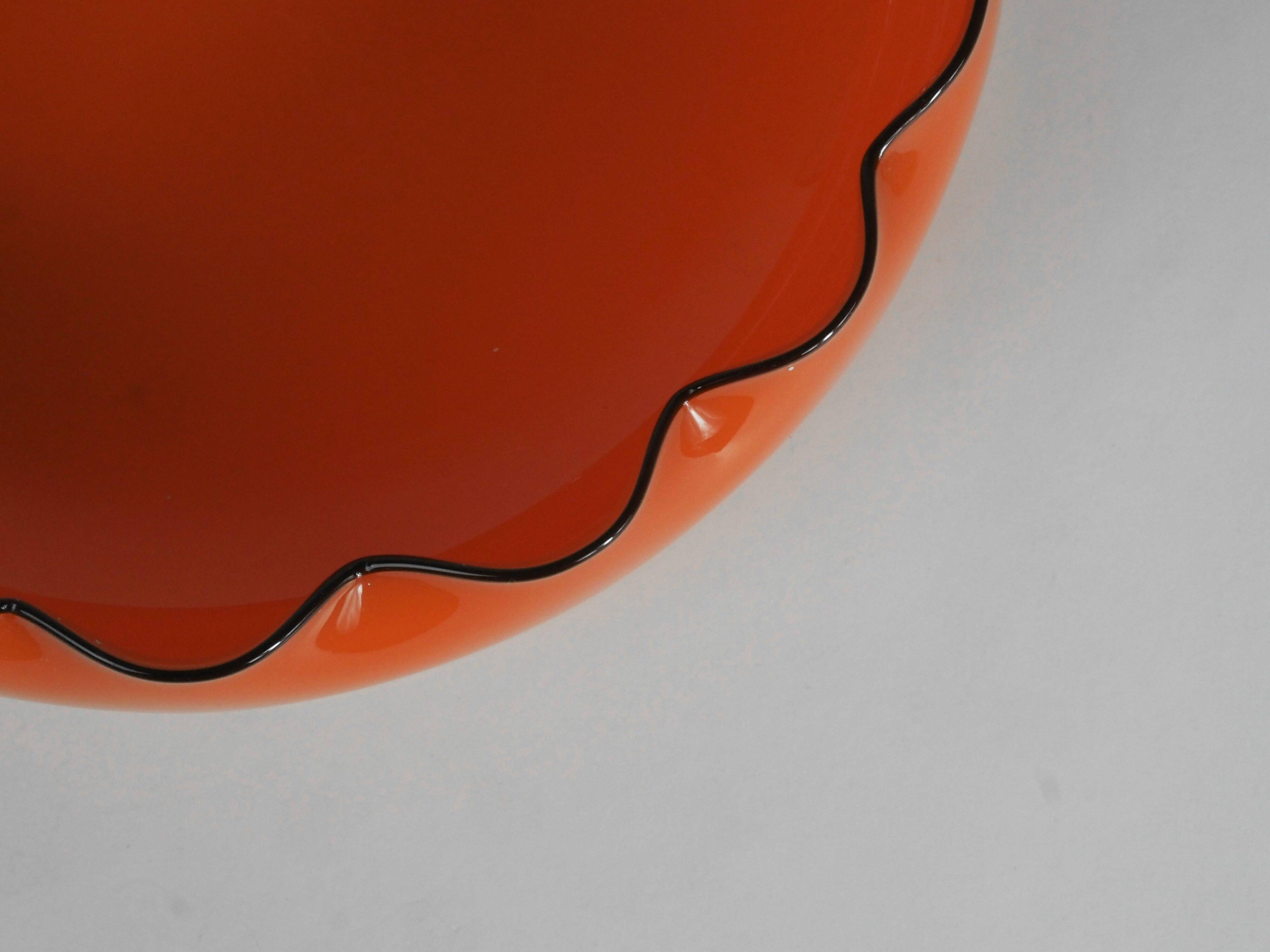 Glass bowl "Tango" in Art Deco style, bohemian orange colour, created by Michael Powolny for Loetz, 1914.
