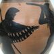 Reproduction of a Greek Attic-style black-figure vase depicting warriors