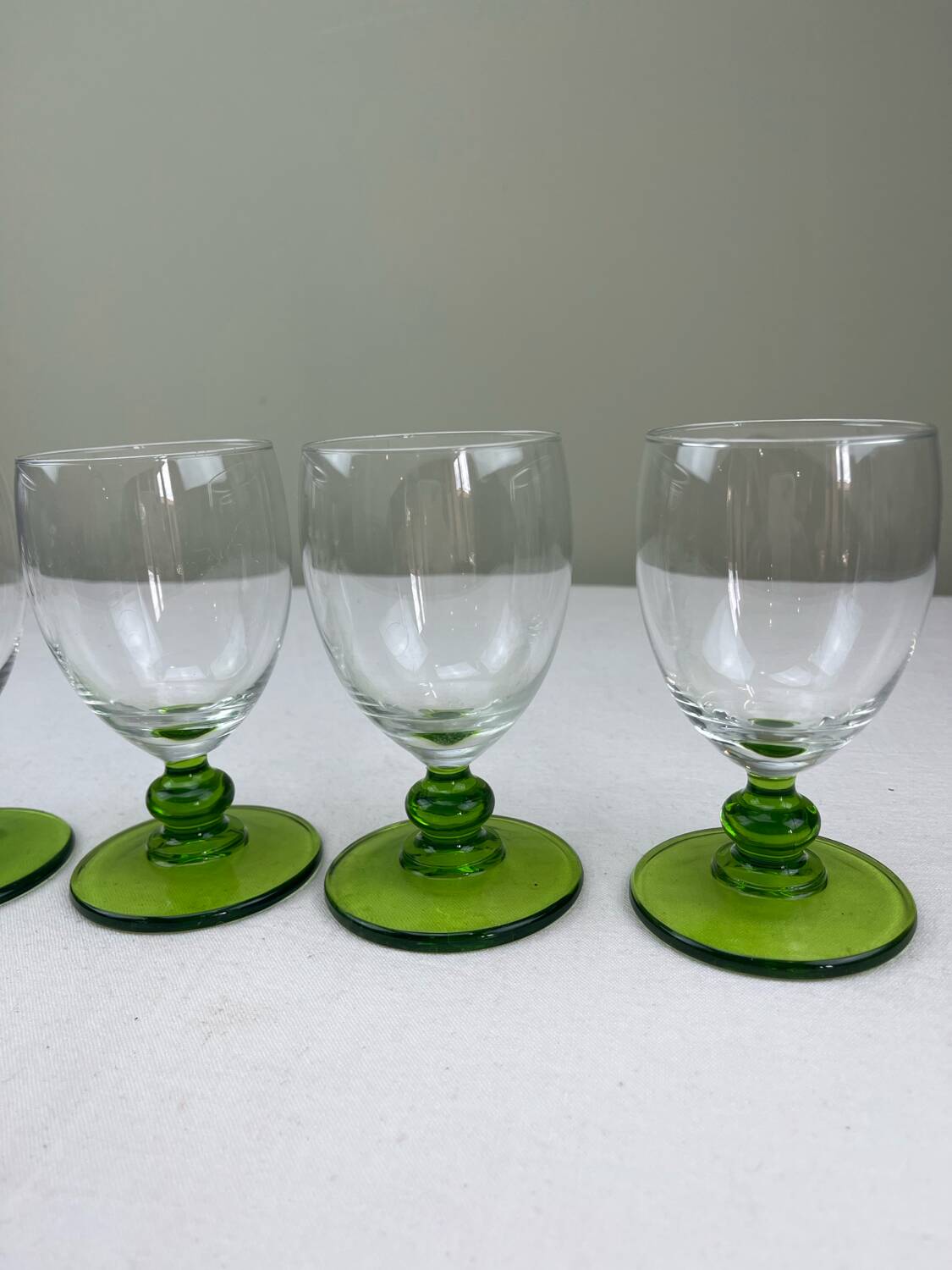 4 vintage green glasses