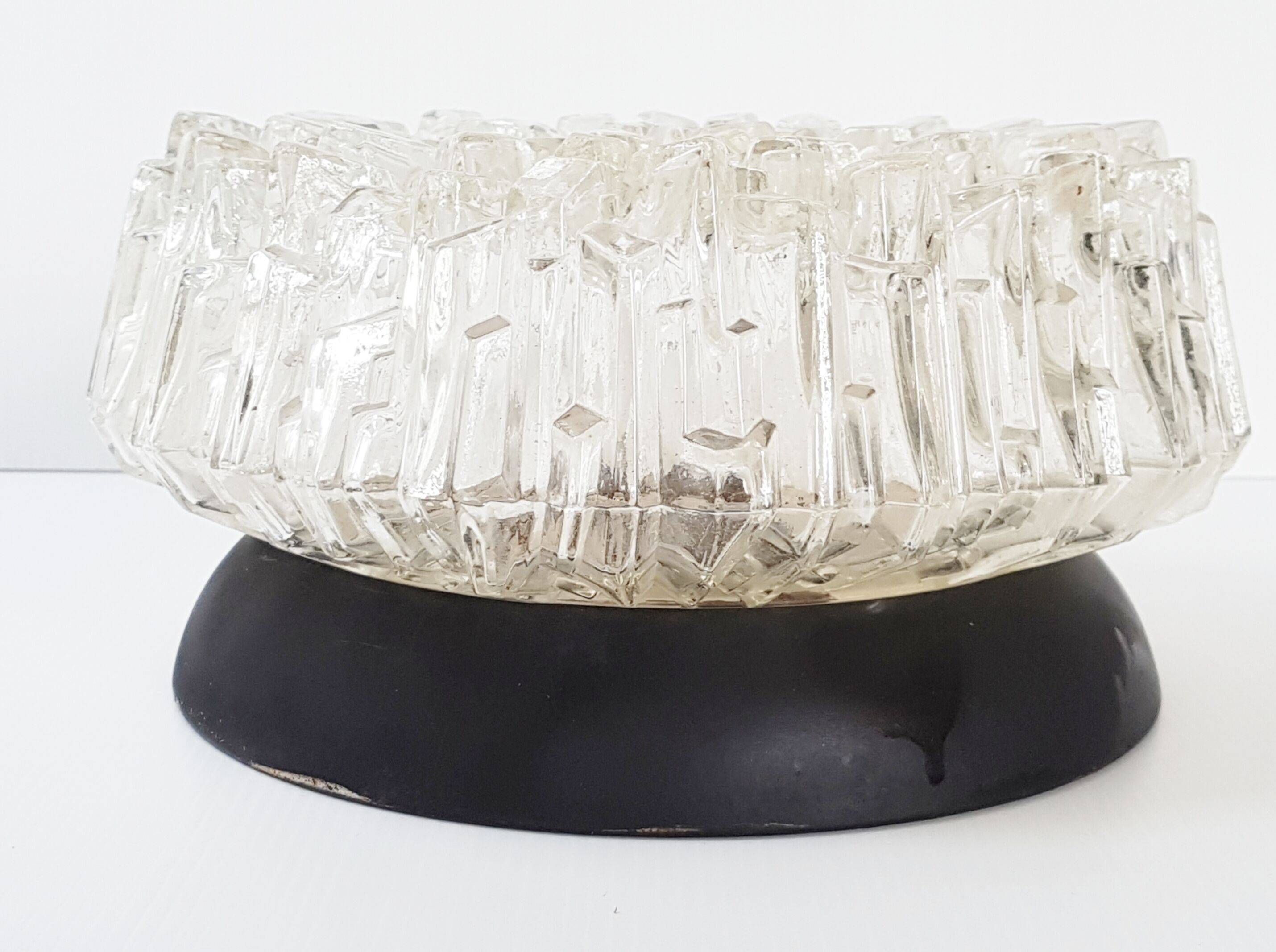 Plafonnier en verre & métal 1960