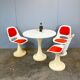 Vintage set of 3 tulip chairs and table, plastic, 70s