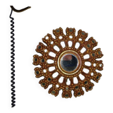 Vintage multi-faceted witch mirror in golden wood 1960 rare