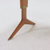 Height adjustable birch and brass partner desk 1960s