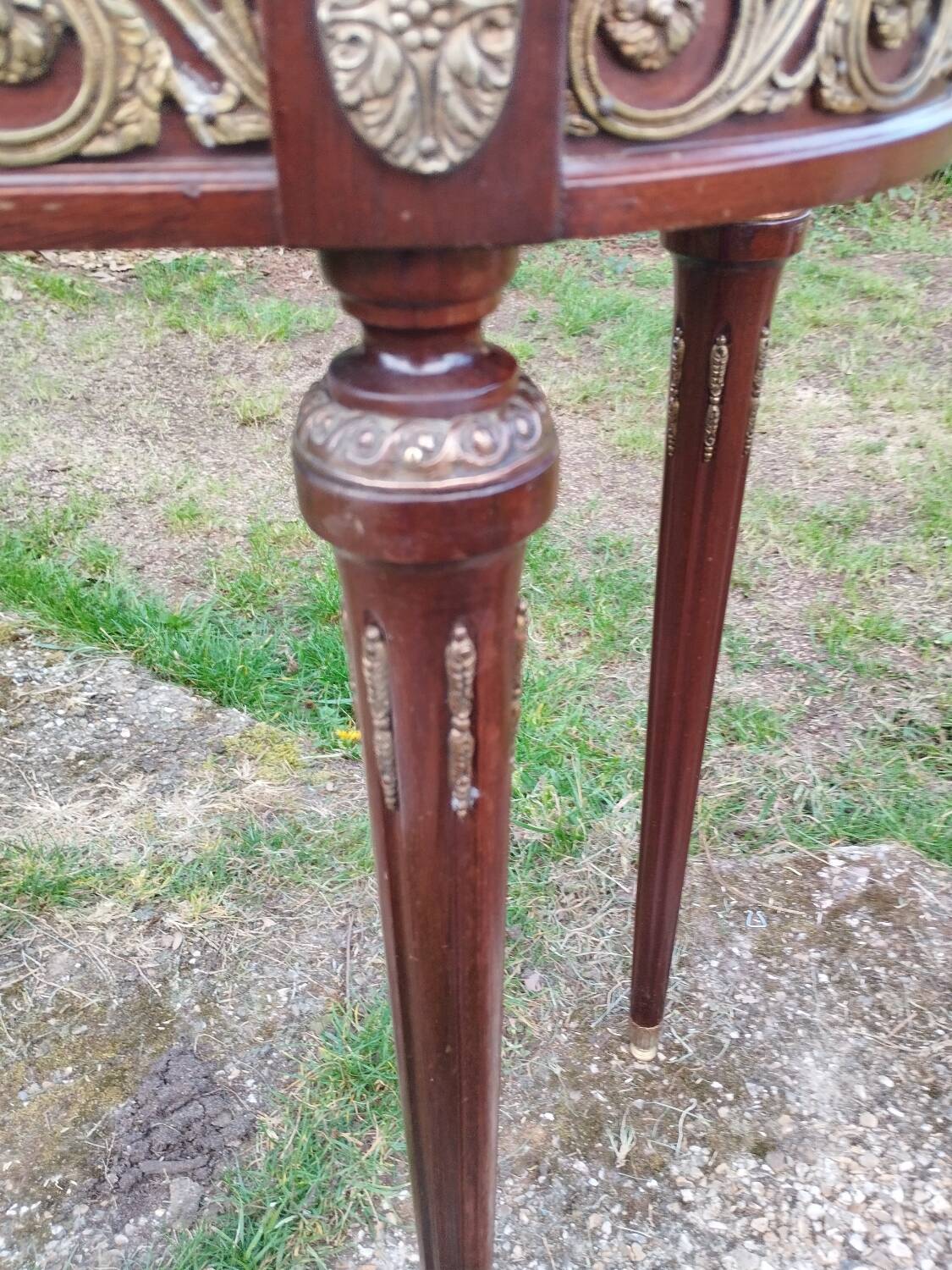 Console ancienne style louis xvi avec plateau marbre