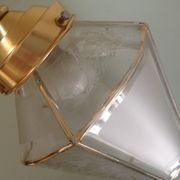 Lantern pendant four sides frosted glass and gold metal art deco / art nouveau