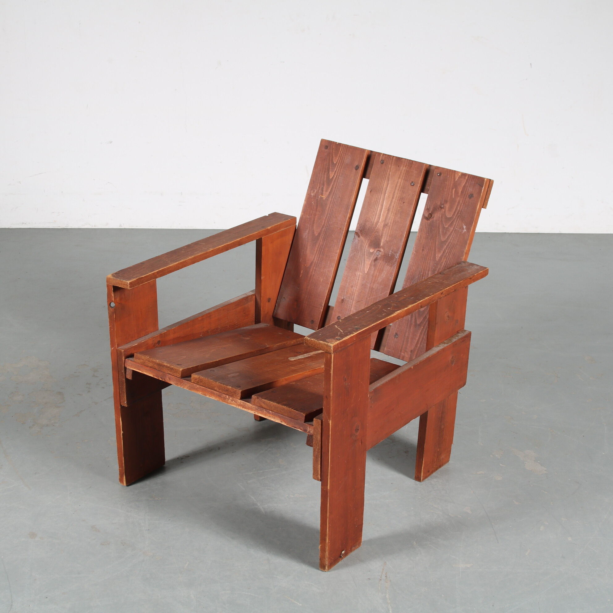1960s Pine wooden “Crate” char from the Netherlands