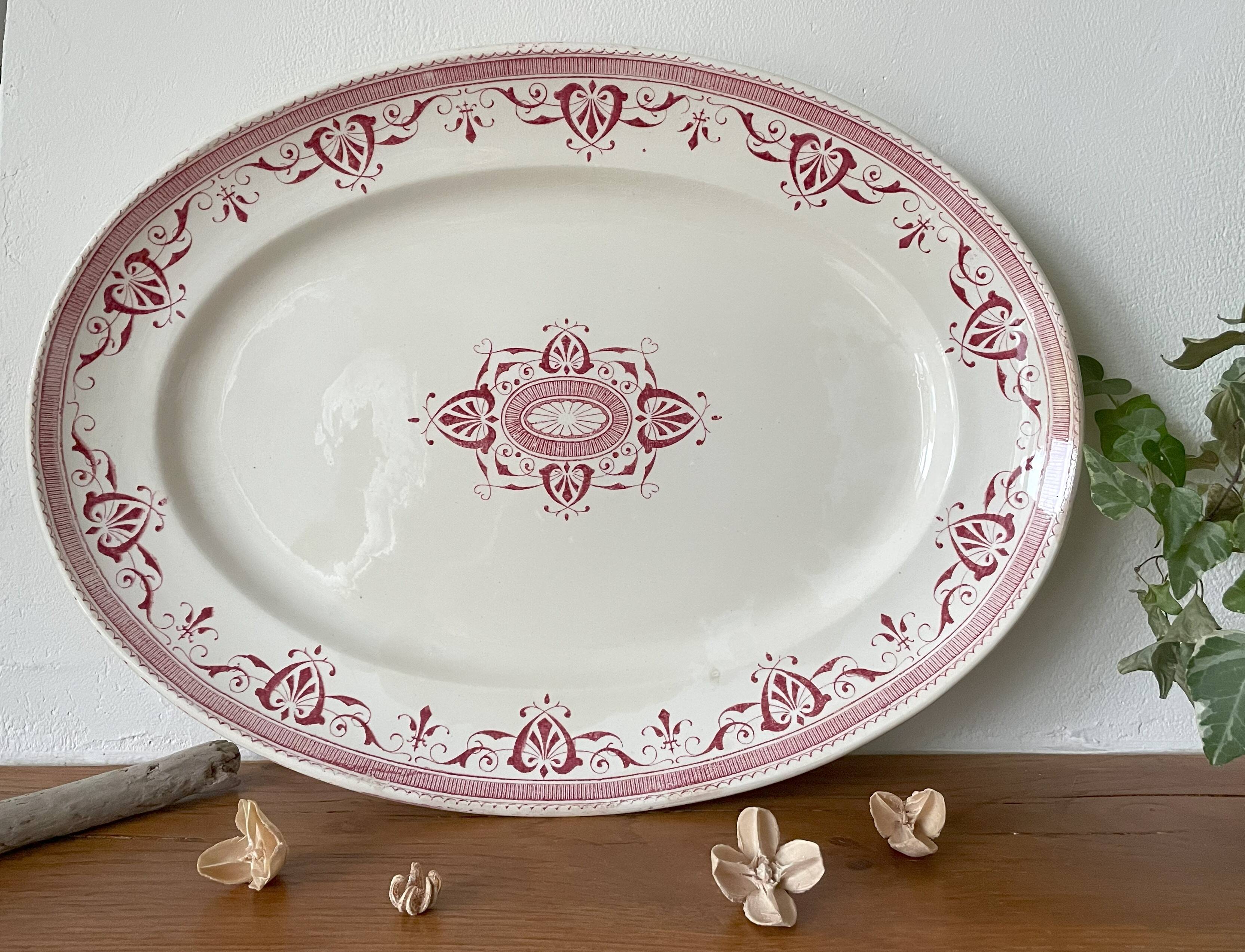 Old earthenware serving dish from Creil & Montereau