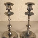 Pair of candlesticks in silver metal