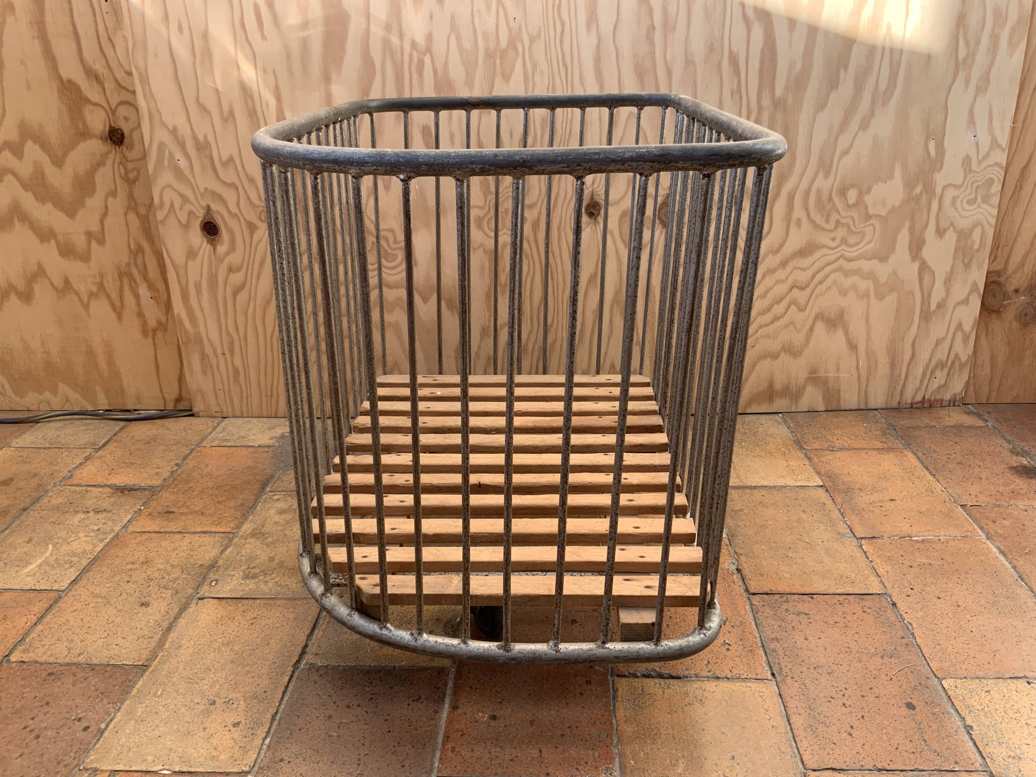 Vintage metal industrial trolley