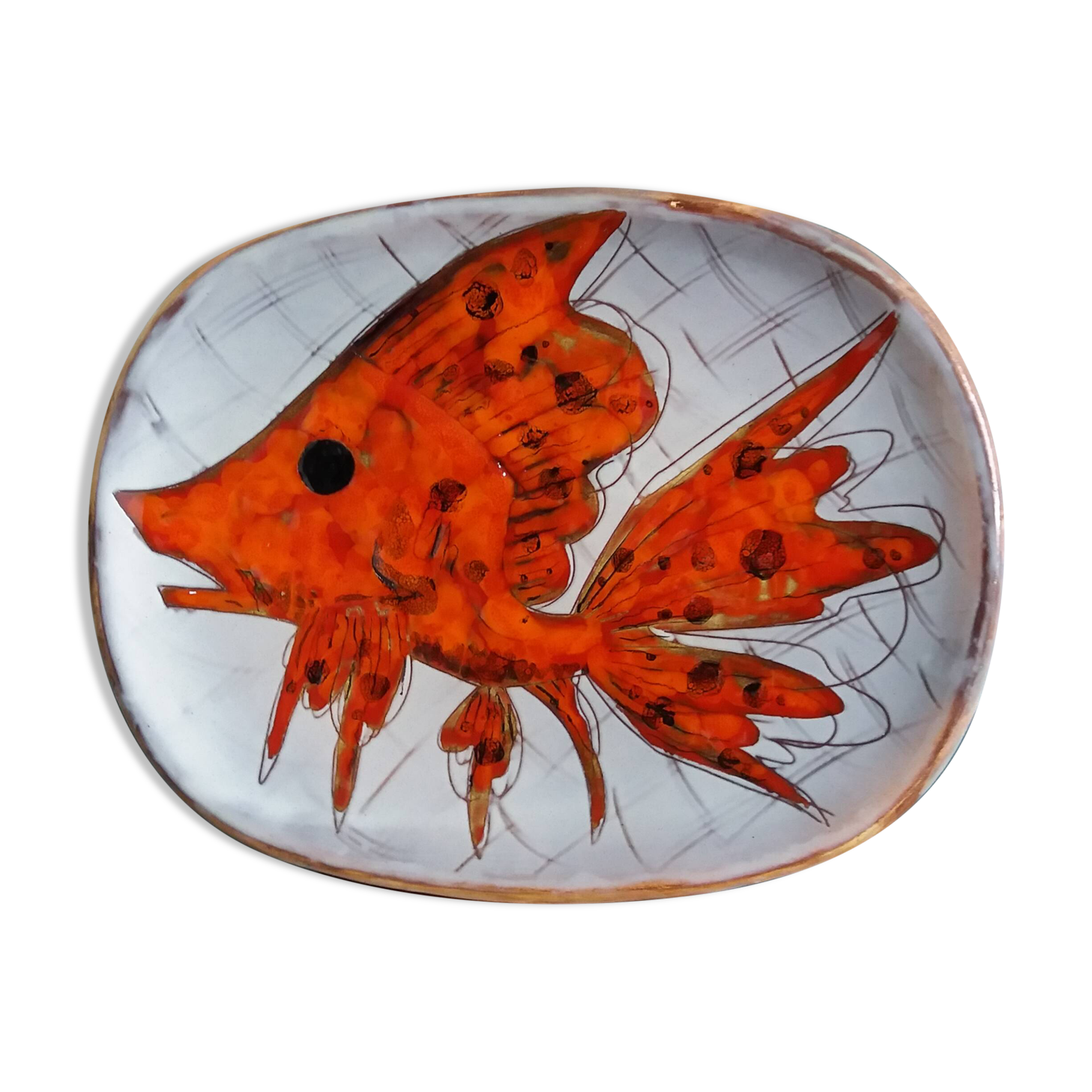 Plate signed Monique Brunner, Pansier, Pottery of the Aquarius, Vallauris