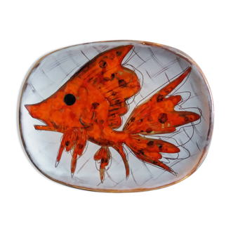 Plate signed Monique Brunner, Pansier, Pottery of the Aquarius, Vallauris