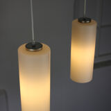 Pair of vintage Danish opaline glass hanging light