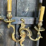 Pair of vintage gilded bronze wall lights