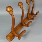 Old beech wood coat rack curved circa 1930-1950 4 hooks SB