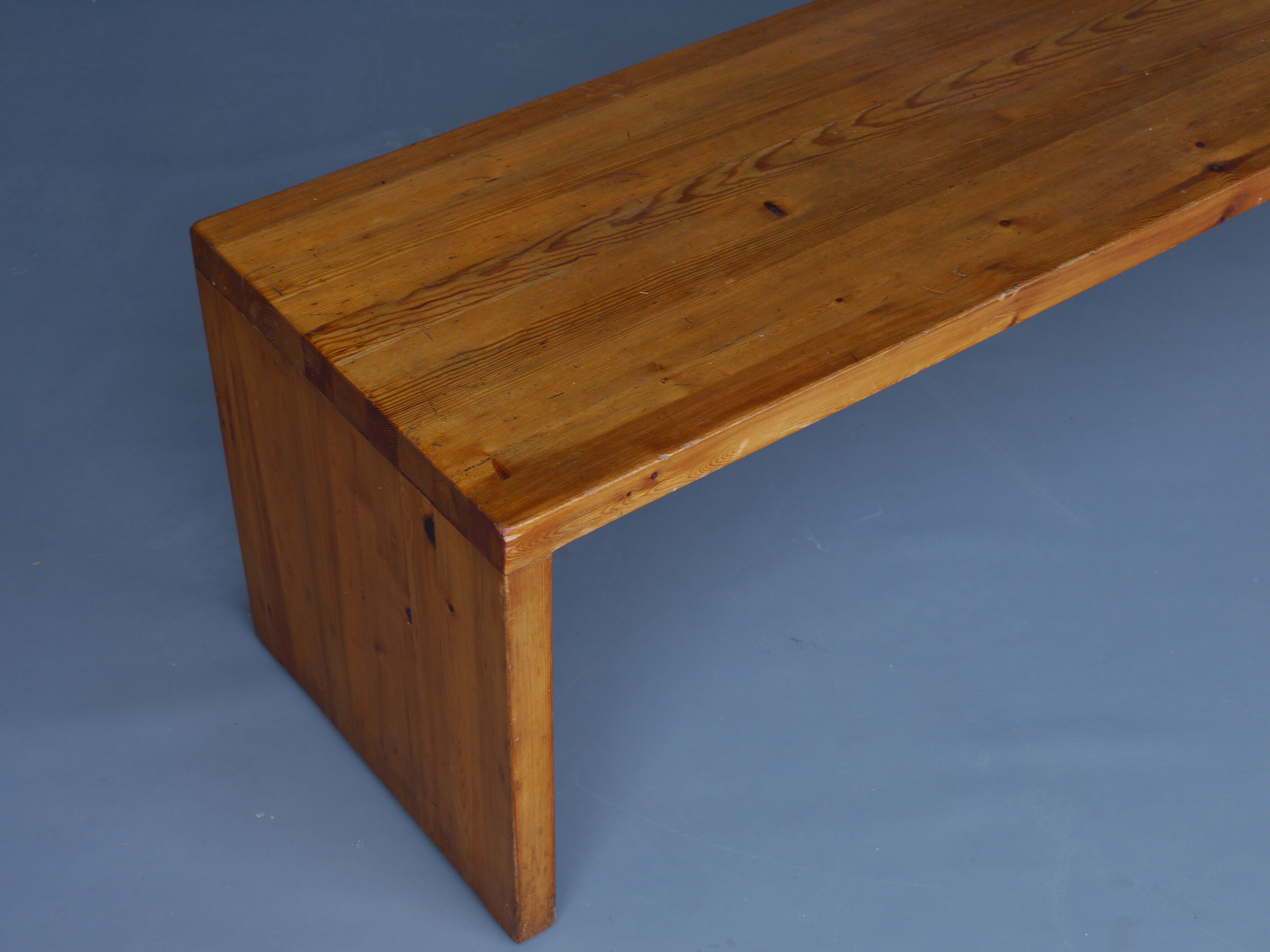 Vintage Scandinavian long pine bench. 1960s