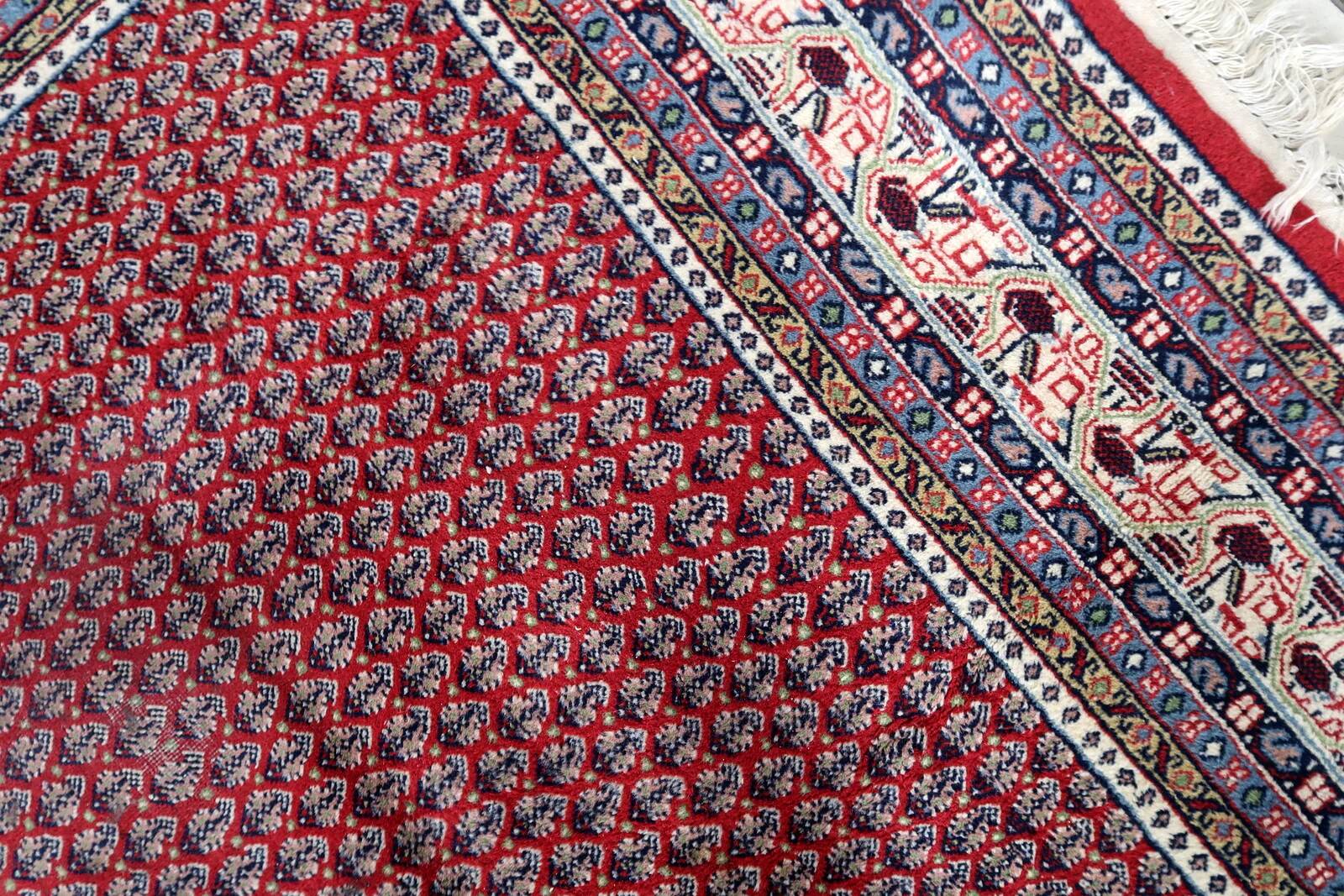 Handmade vintage Indian Seraband rug 204cm x 252cm 1970s