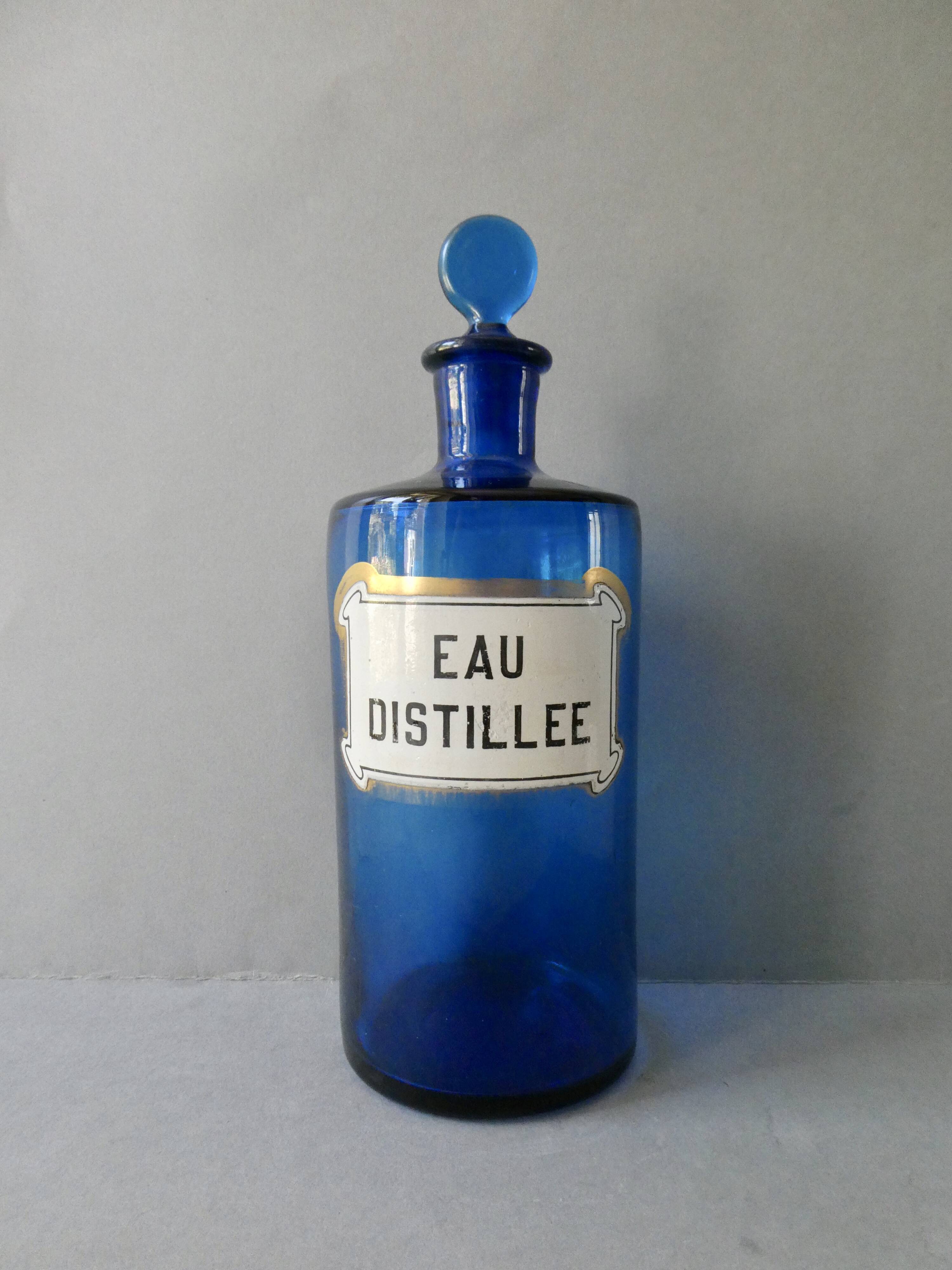 Bottle, pharmacy bottle in blue blown glass