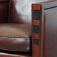 Sheepskin Art Deco design armchair combined with wood