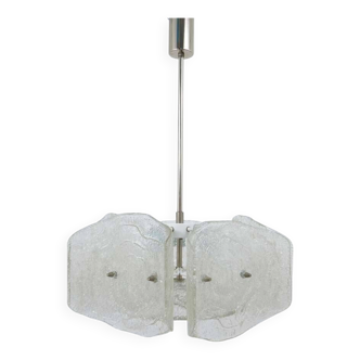 Frosted glass chandelier from the mid-century by J. T. Kalmar, Austria, 1960s.