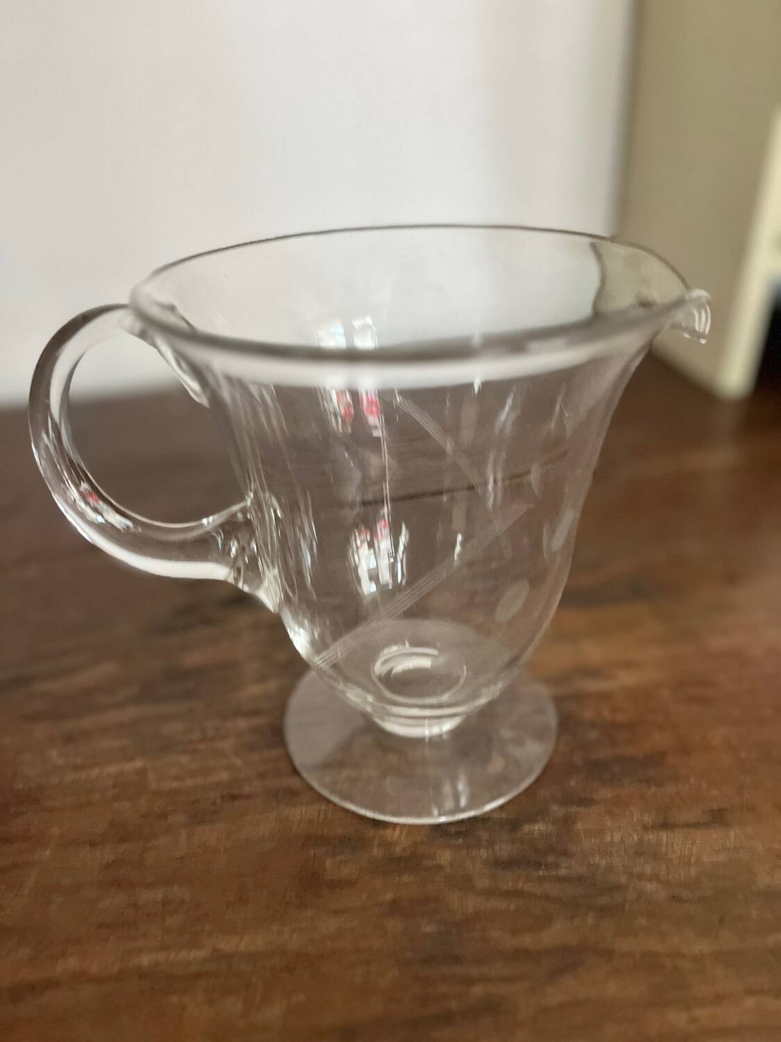 Chiseled glass water pitcher