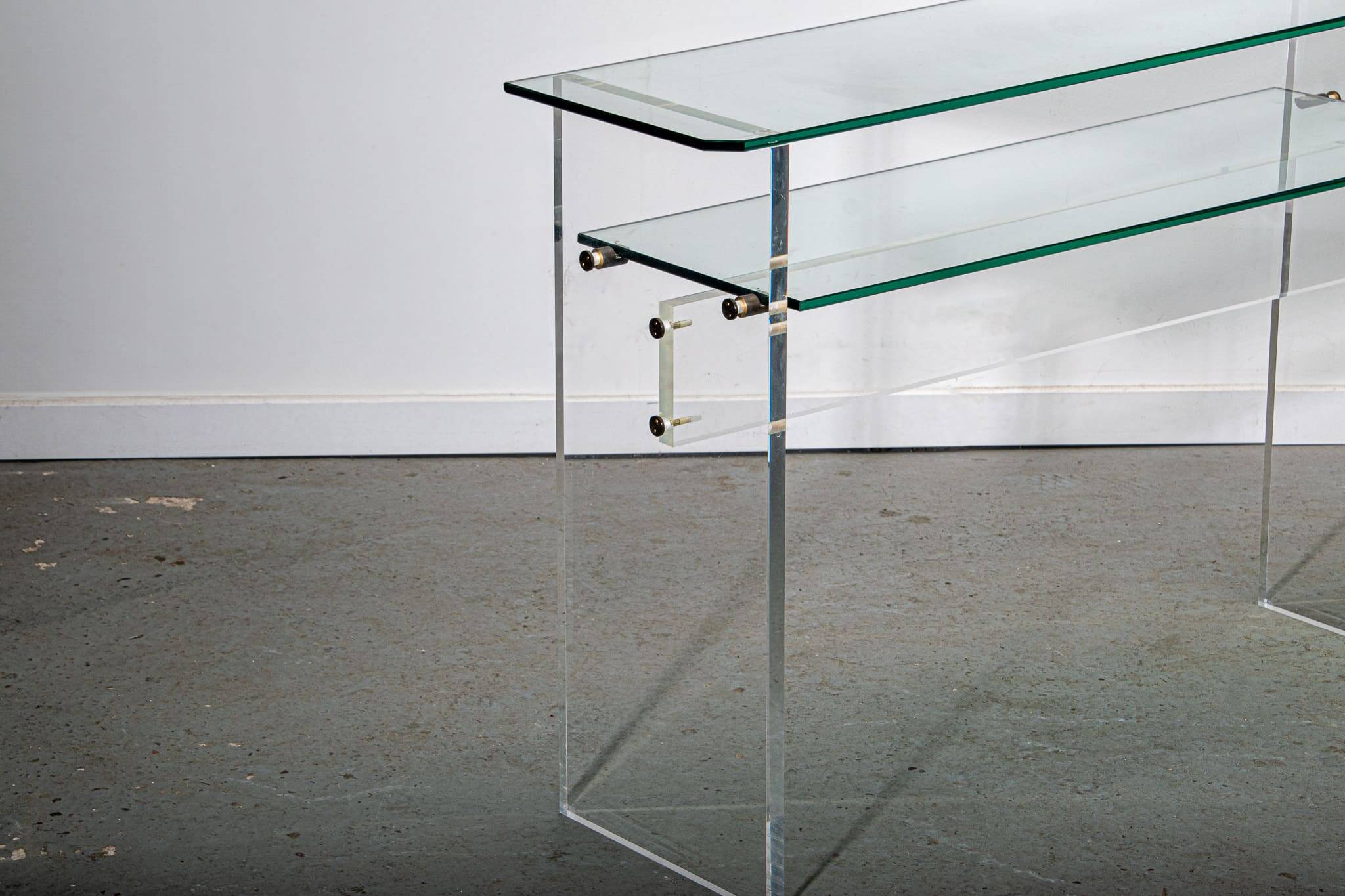 Table Console en Verre et Lucite par Roche Bobois, Circa 1980