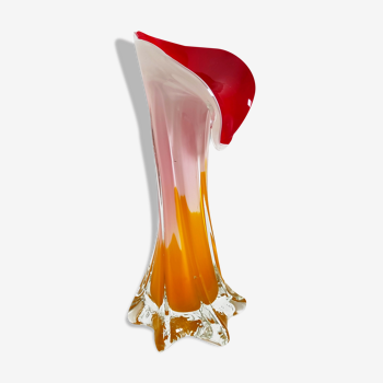 Vase en verre vintage fleur arum