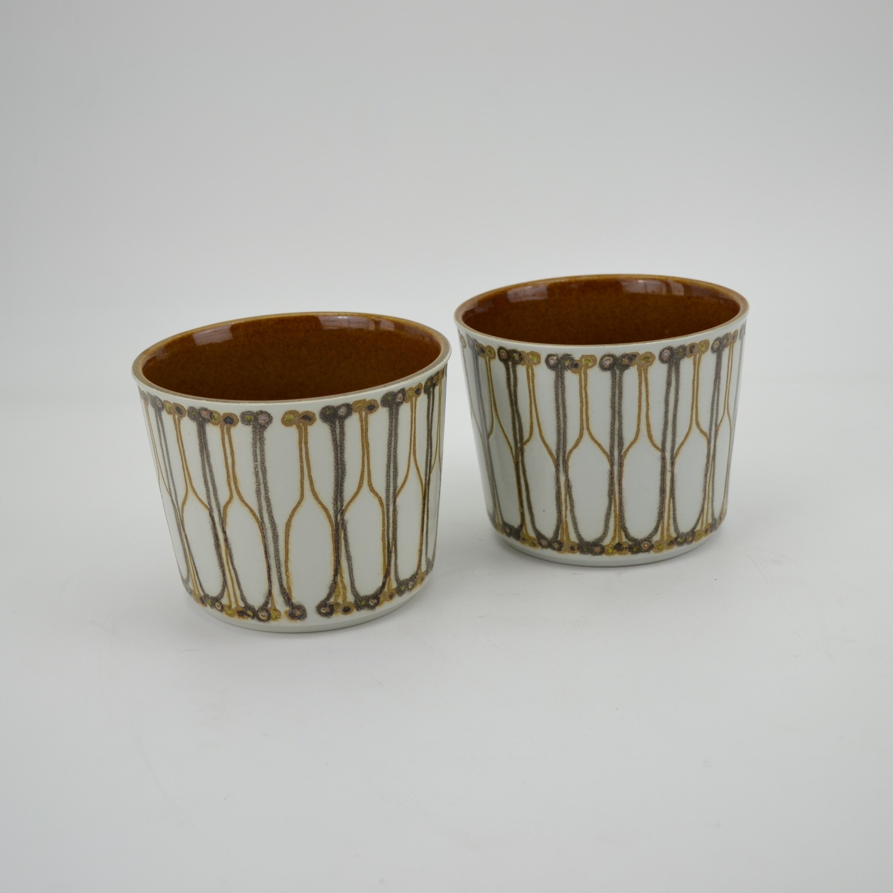Pair of earthenware pot covers from Ellen Malmer's Baca series for Royal Copenhagen