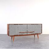 Buffet peint à la main Op-Art du milieu du siècle de Sven Andersen Møbelfabrikk