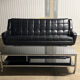 Table basse design vintage chrome et verre fumé noir sur roulettes