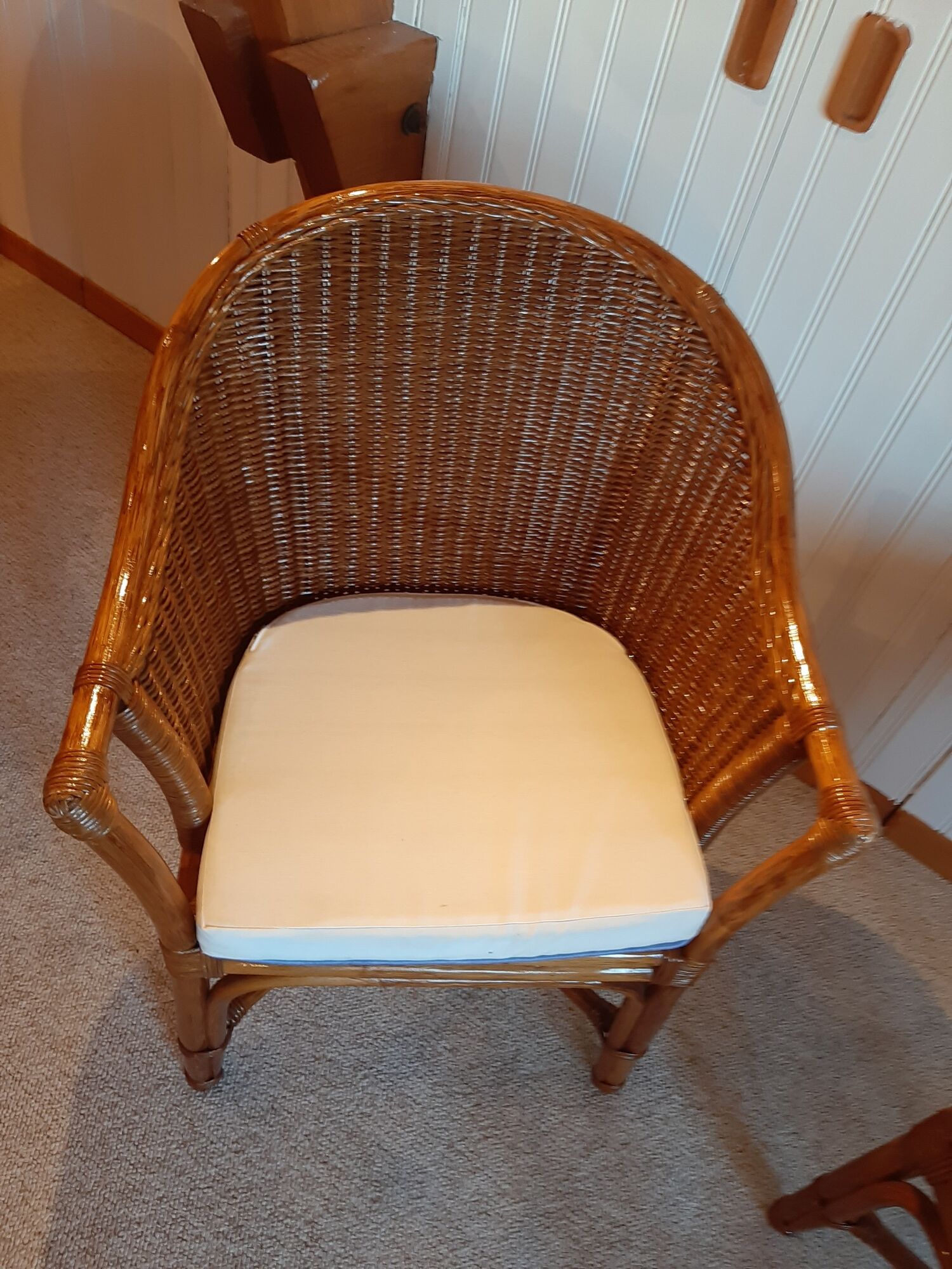 Set of 2 armchairs in adult varnished woven rattan
