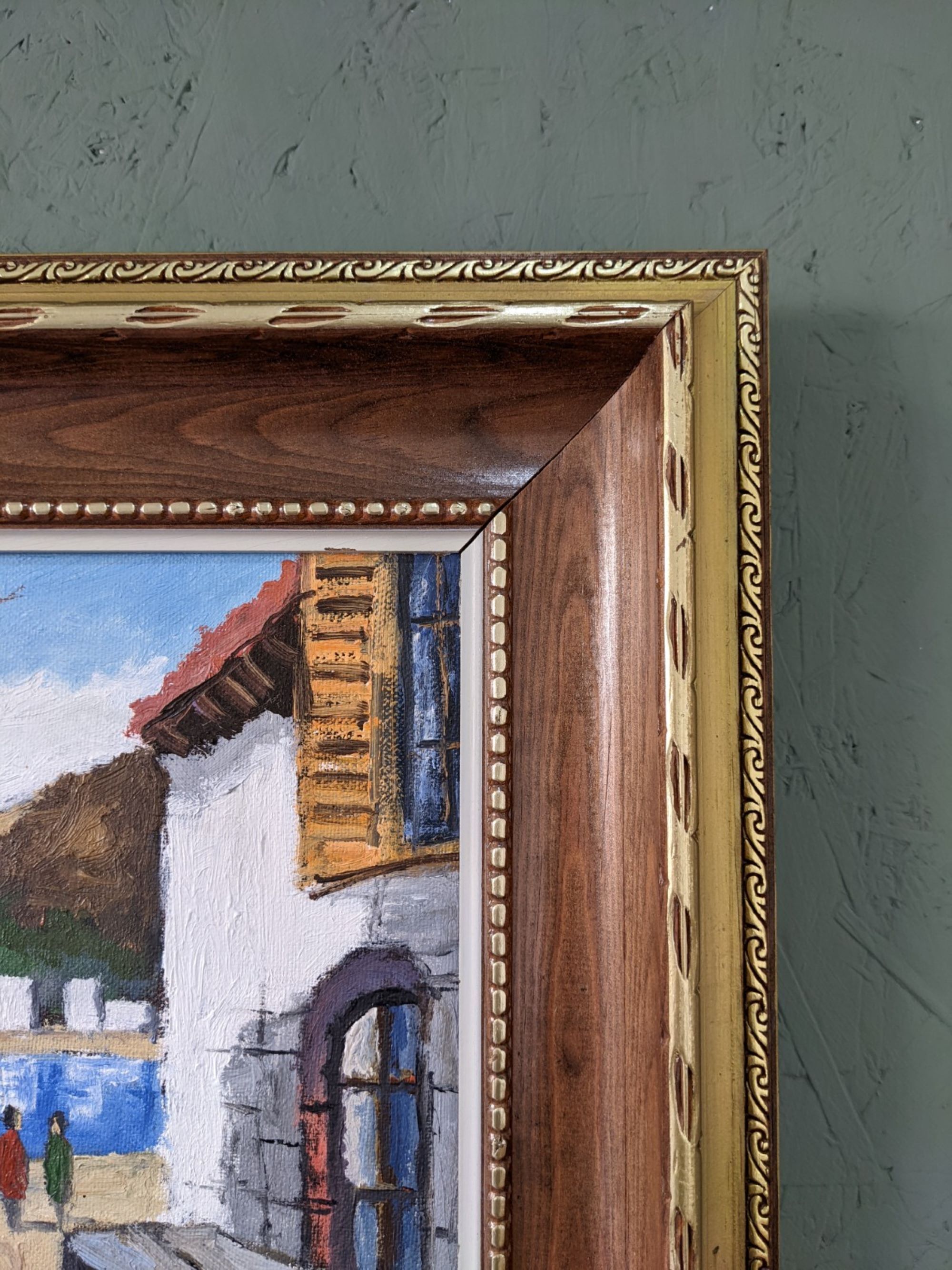 Modern swedish "the lake" tenerife landscape, framed oil painting