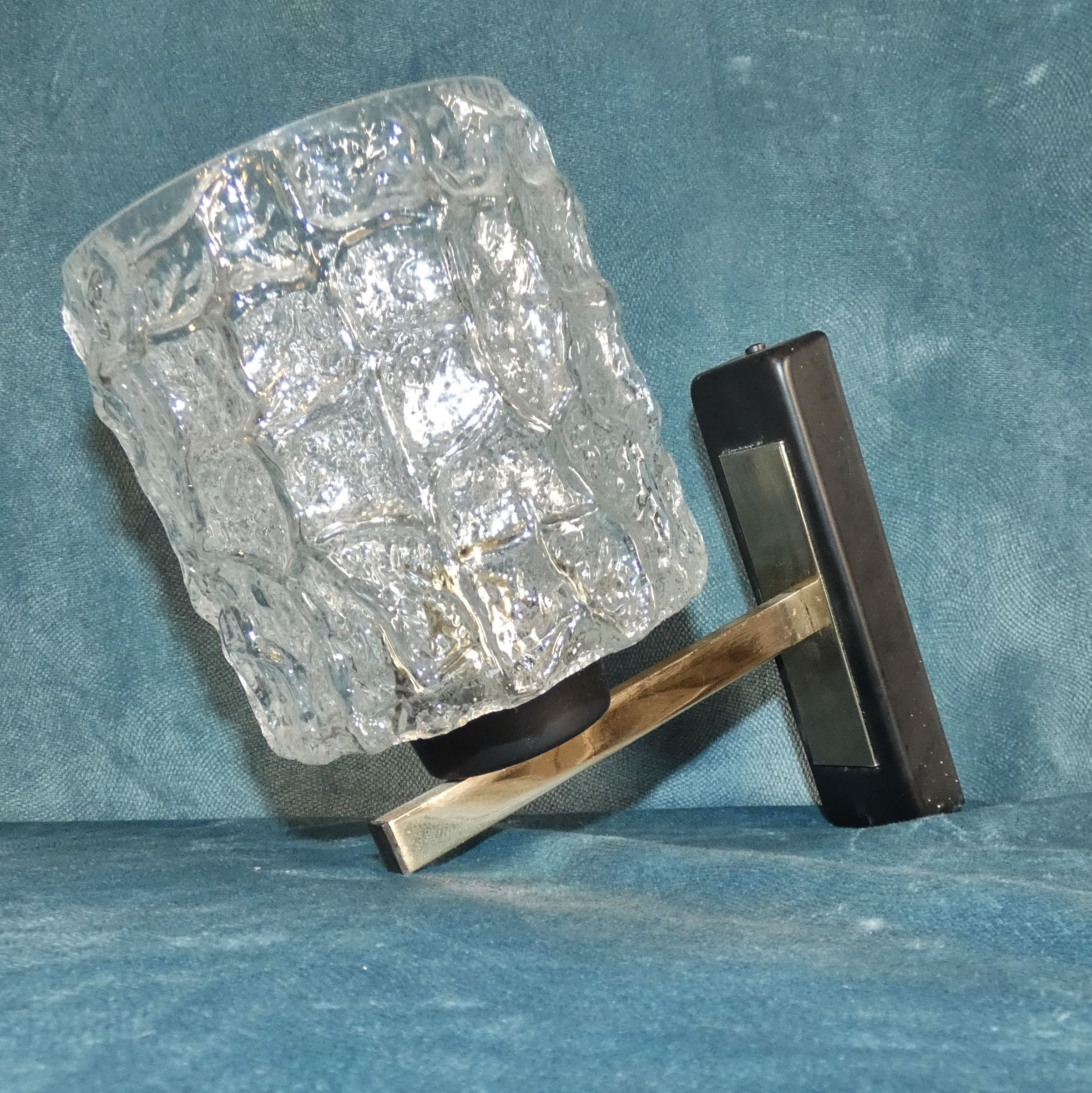Wall lamp vintage Arlus tulip glass ice cube structure lacquered metal brass 1950