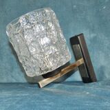 Wall lamp vintage Arlus tulip glass ice cube structure lacquered metal brass 1950