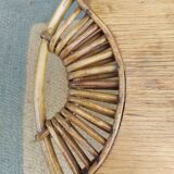 4 armchairs and a coffee table made of rattan and bamboo wood, vintage.