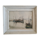 Fernand HERBO (1905-1995) Watercolor signed lower left "Boats in Honfleur" 23 x31 cm