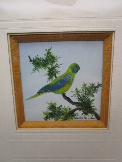 Frame 2 watercolors birds "S du Paty de Clam"