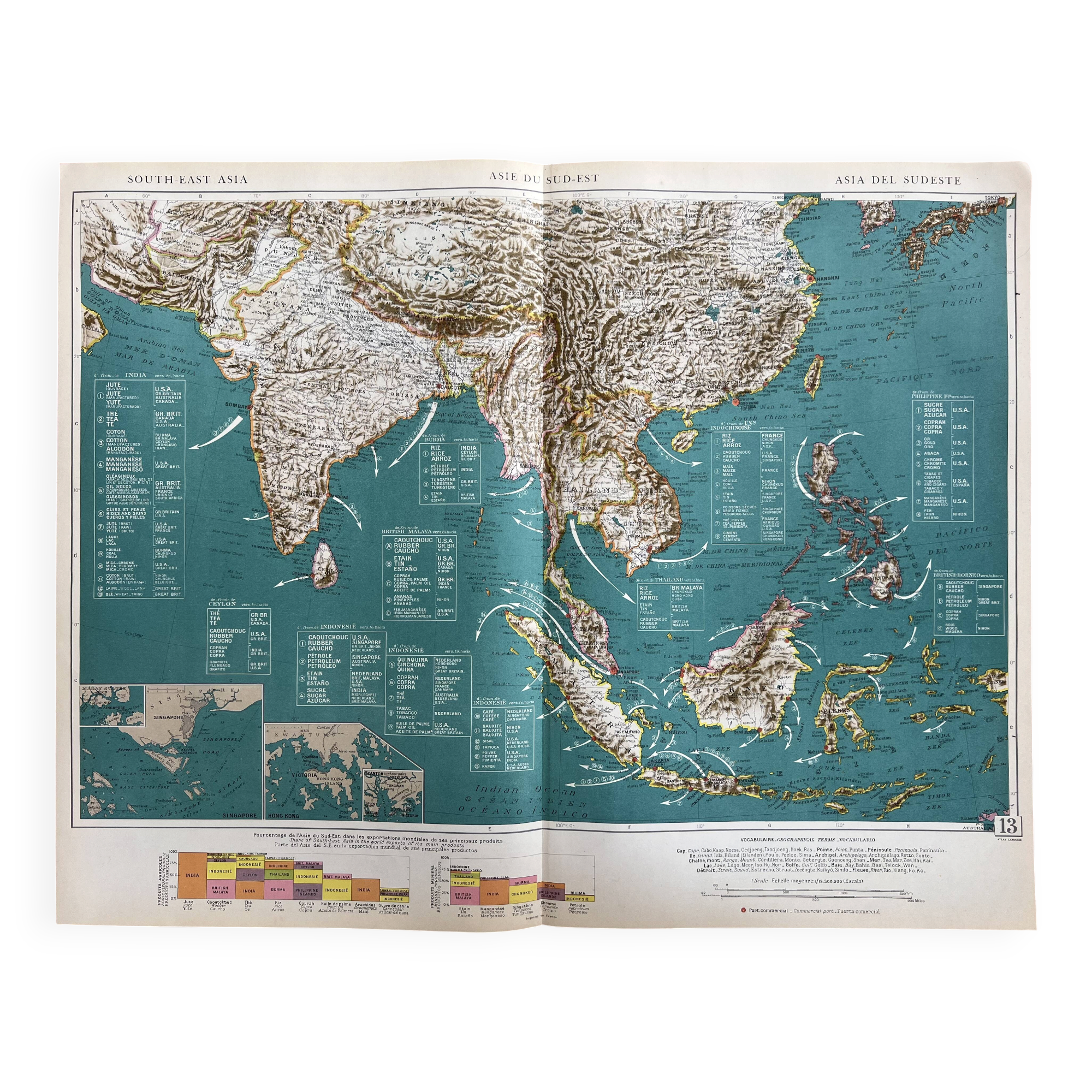 Old map of Southeast Asia — Trade routes | India, Indochina