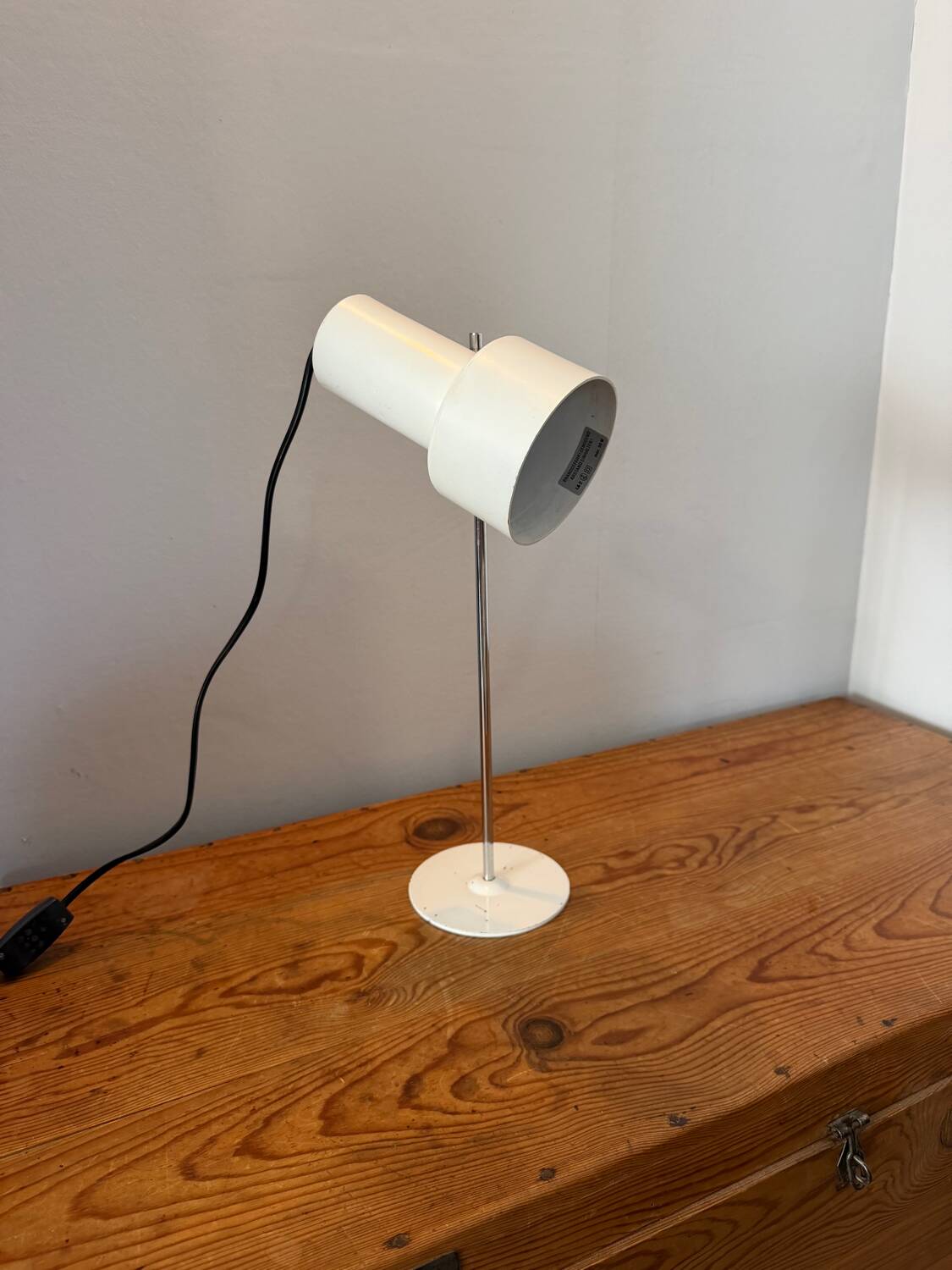 White aluminium designer table lamp made in Germany vintage