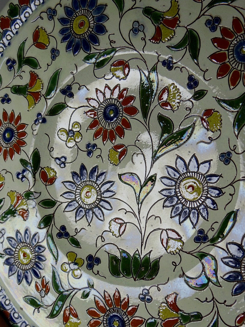 Thun enamel plate signed Schoch-Läderach, antique, Swiss, handcrafted and rare.
