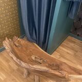 Carved teak bench