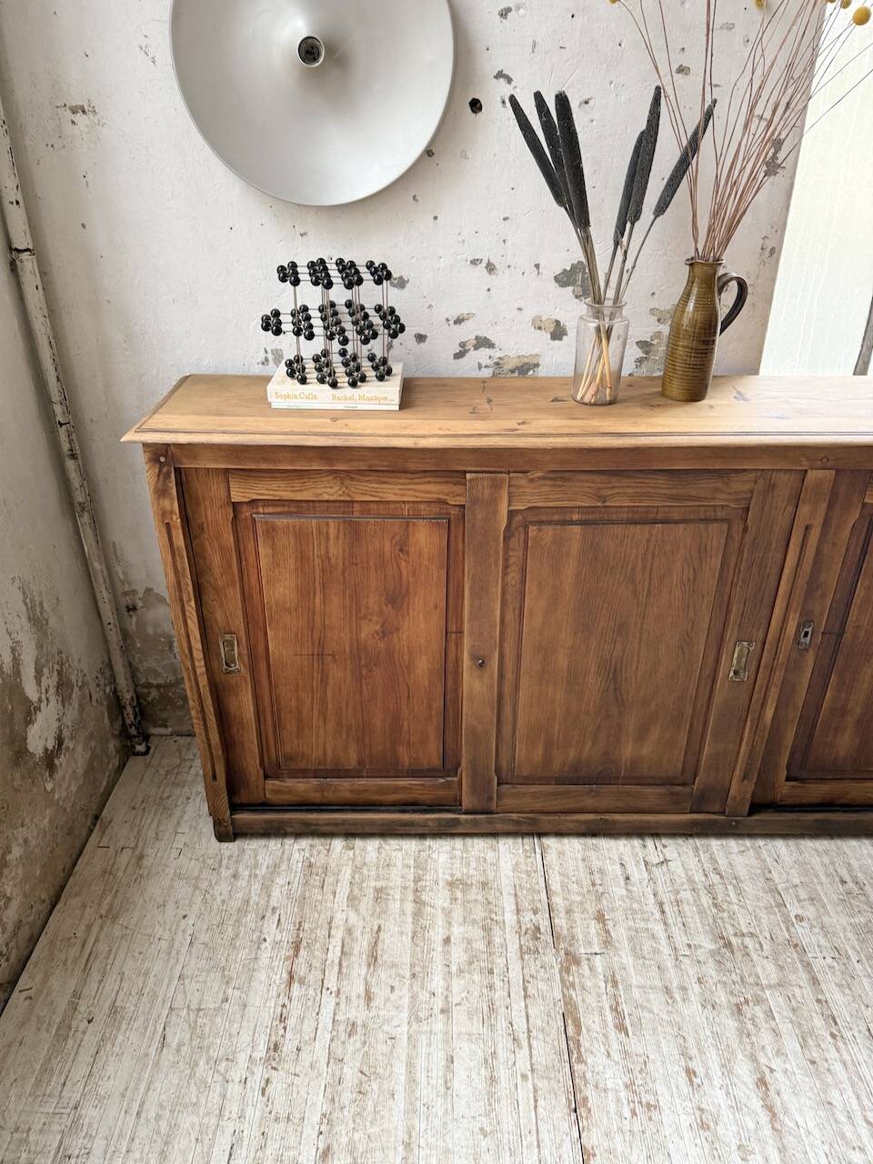 XL oak workshop sideboard with sliding doors from 1900