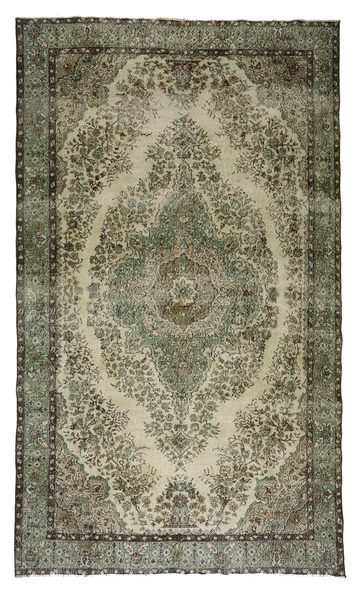 Très Grand Tapis Oushak Vintage à Motifs Orientaux – Laine 100 % – 345 × 20