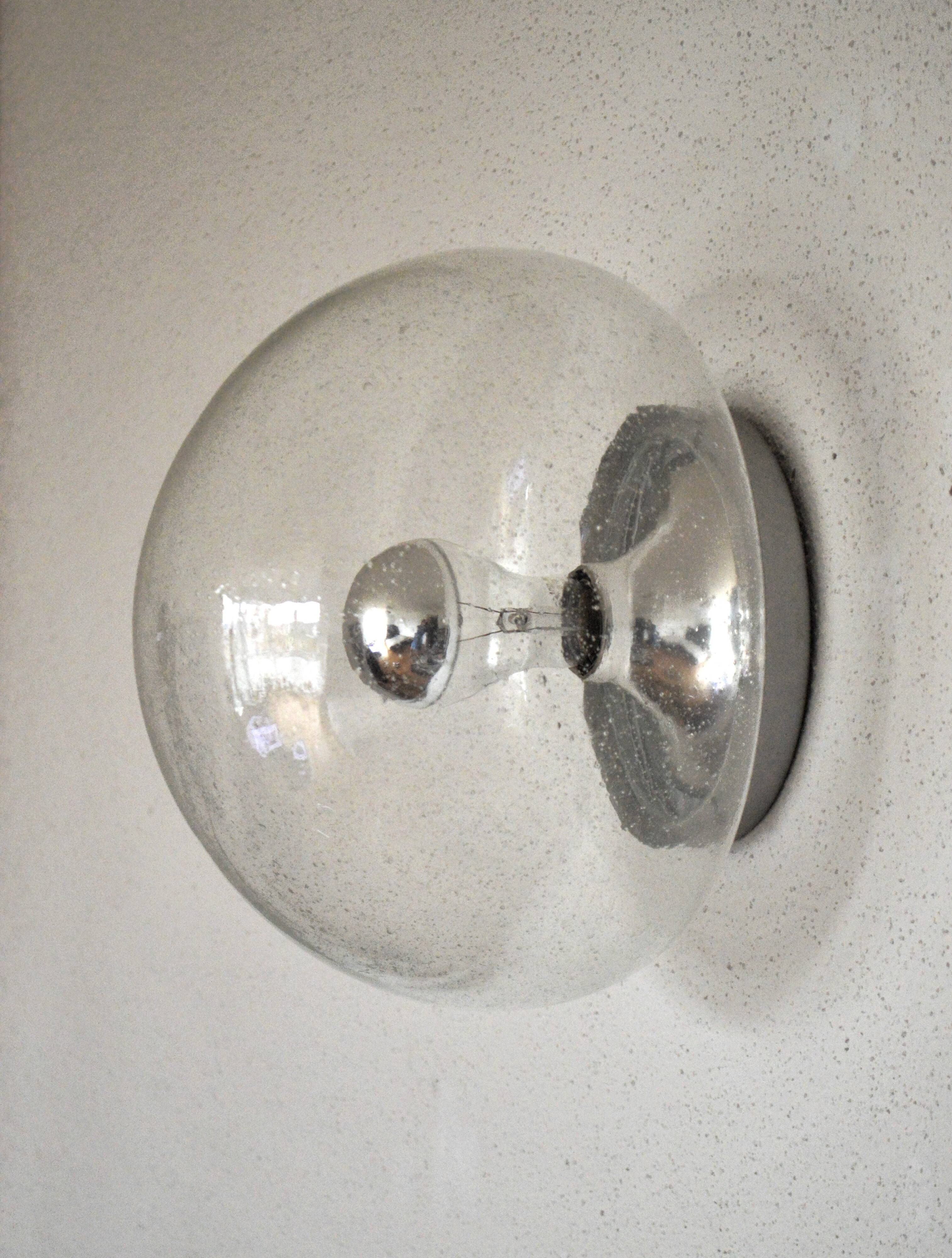 Glass wall lamp from the 60s/70s Glashütte Limburg