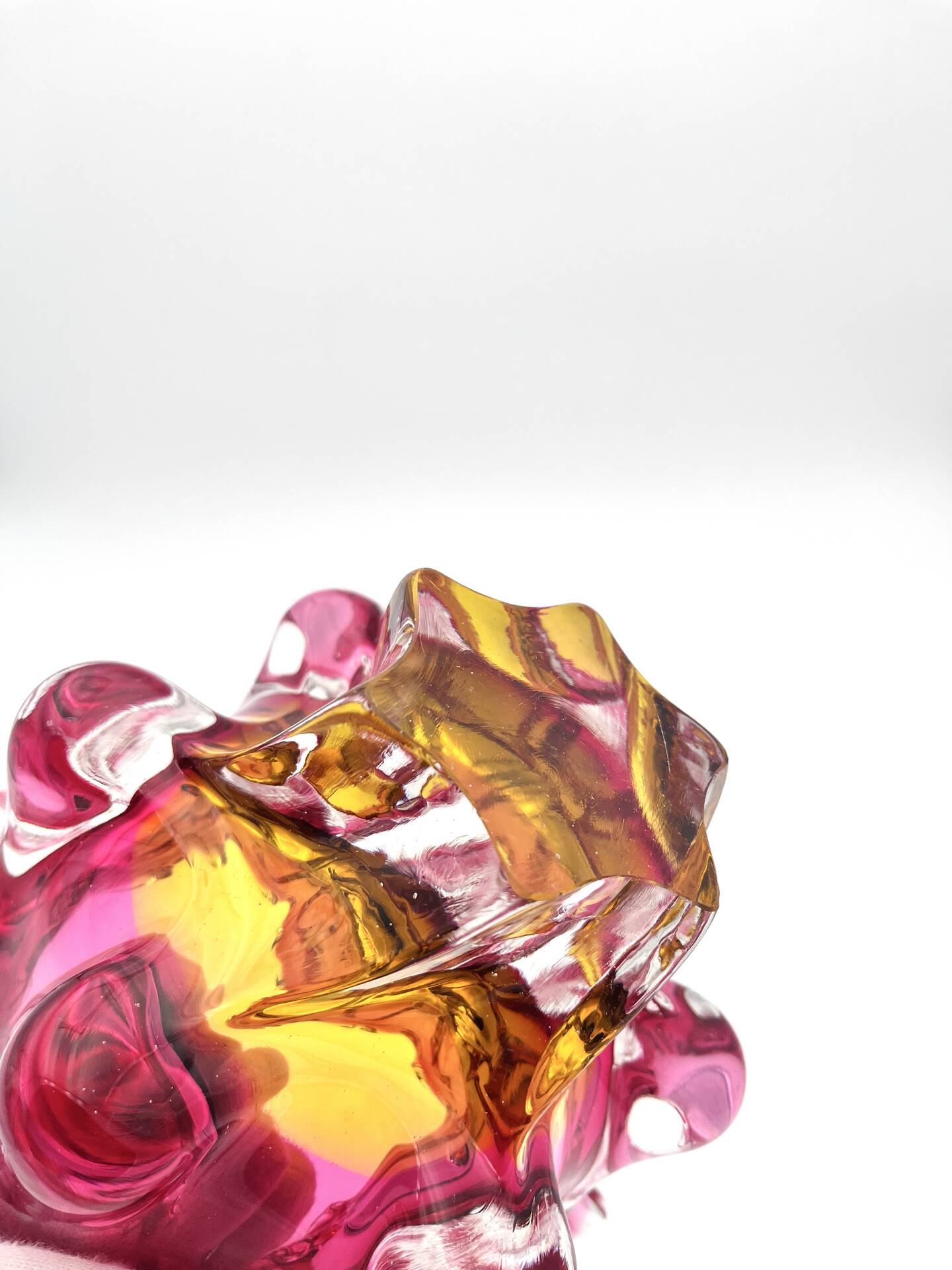 Bowl Ashtray Josef Hospodka Chribska Sommerso Rose 14cm 1.78kg