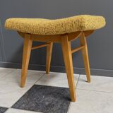 Tabouret, repose-pieds en laine jaune, années 1960